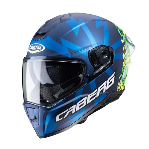 CABERG Drift Evo bukósisak, Storm matt kék/sárga fluo